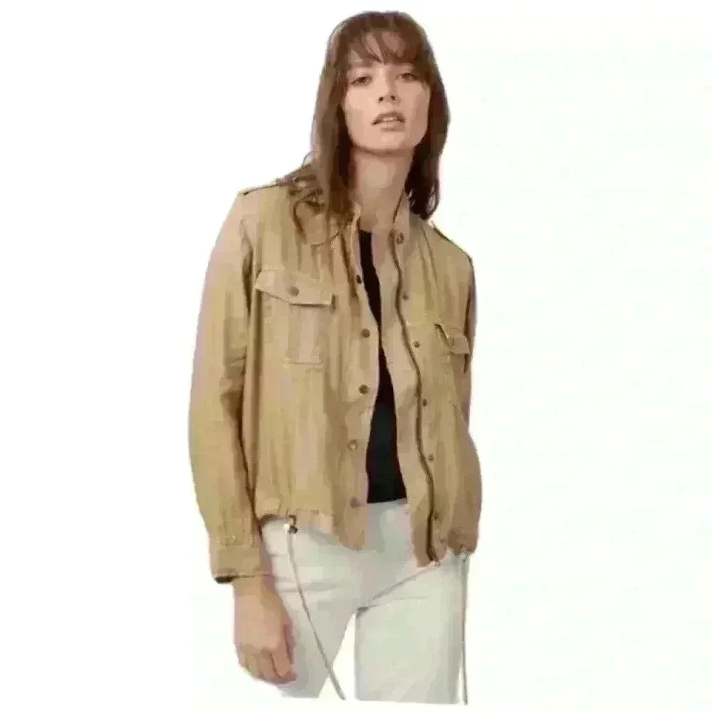 NWT! Rails Collins Linen Blend Military
Utility Jacket In Toffee Small - Picture 3 of 10